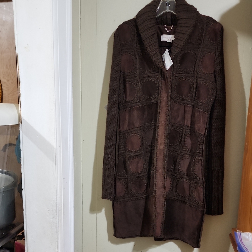 Chic Women's Brown Patchwork Coat NWT - image 1